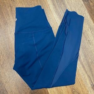 Blue lululemon athletica scallop leggings with sheer cutouts